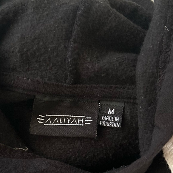 Aaliyah Hot like Fire Long Sleeve Semi Cropped Hooded Cotton Blend Sweater M - Picture 6 of 9